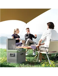 Outsunny 40L Portable Car Refrigerator - Light Green and Grey 2
