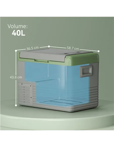 Outsunny 40L Portable Car Refrigerator - Light Green and Grey