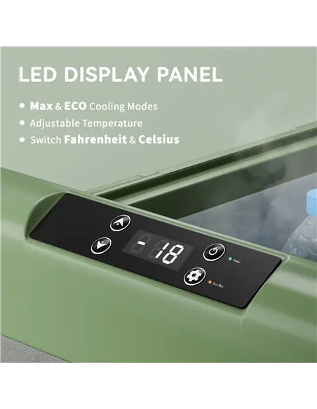 Outsunny 40L Portable Car Refrigerator - Light Green and Grey