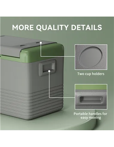Outsunny 40L Portable Car Refrigerator - Light Green and Grey