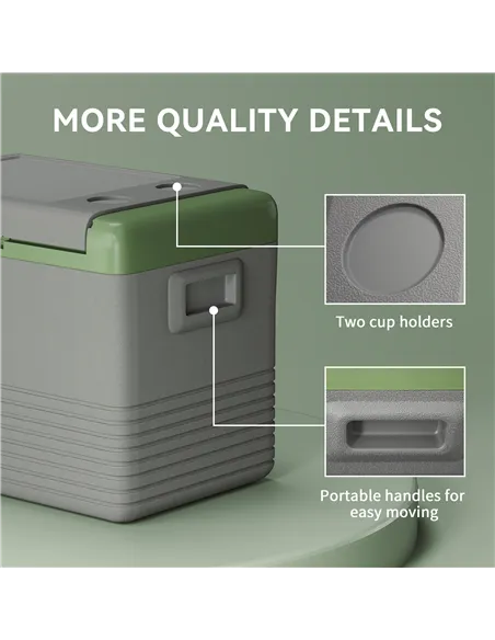 Outsunny 40L Portable Car Refrigerator - Light Green and Grey
