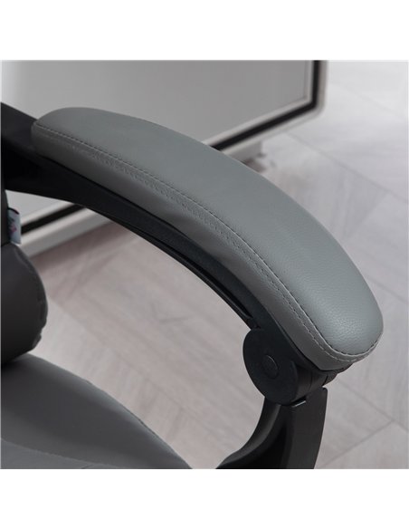 HOMCOM Executive Office Chair, Home Office Chair with Swivel Wheels, Reclining Backrest, Retractable Footrest, Grey