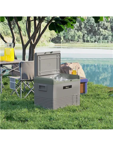 Outsunny 40L Portable Car Refrigerator - Light Green and Grey