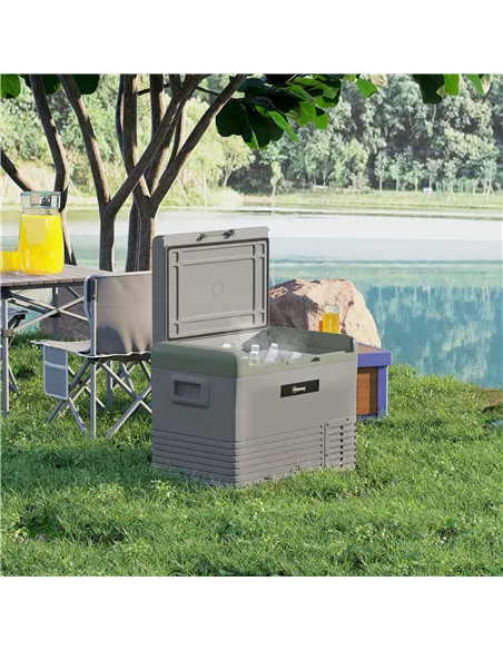 Outsunny 40L Portable Car Refrigerator - Light Green and Grey