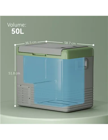 Outsunny 50L Portable Car Refrigerator - Light Green and Grey