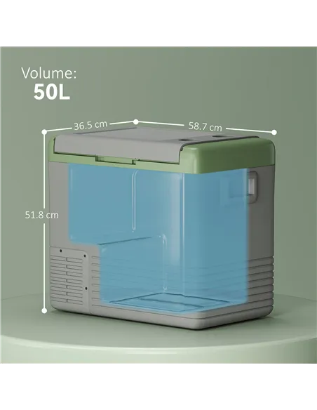 Outsunny 50L Portable Car Refrigerator - Light Green and Grey