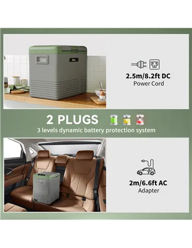 Outsunny 50L Portable Car Refrigerator - Light Green and Grey