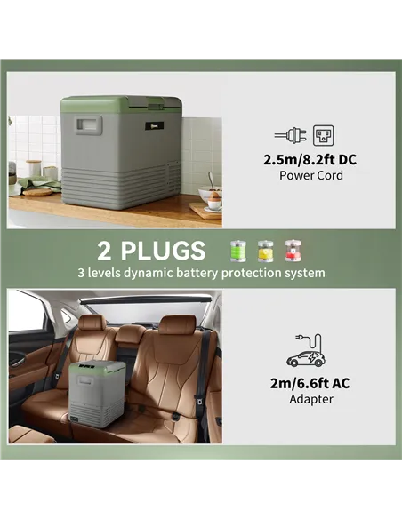 Outsunny 50L Portable Car Refrigerator - Light Green and Grey