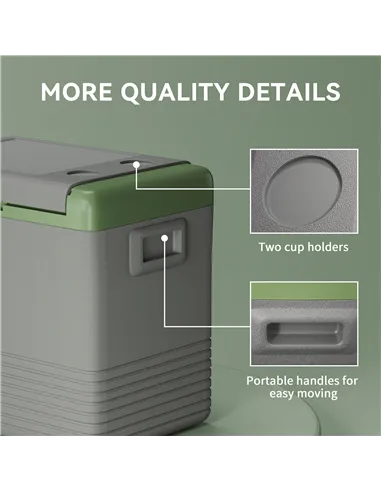 Outsunny 50L Portable Car Refrigerator - Light Green and Grey