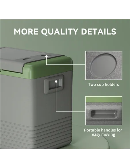 Outsunny 50L Portable Car Refrigerator - Light Green and Grey