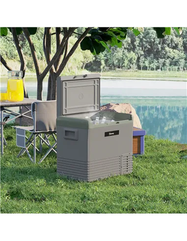 Outsunny 50L Portable Car Refrigerator - Light Green and Grey