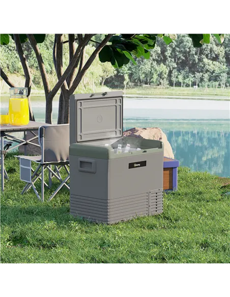 Outsunny 50L Portable Car Refrigerator - Light Green and Grey