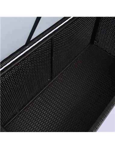 Outsunny 284 L Rattan Garden Storage Box, Outdoor Garden Storage Box with Gas Lift and Lockable Lid, Outdoor Wicker Rattan Chest