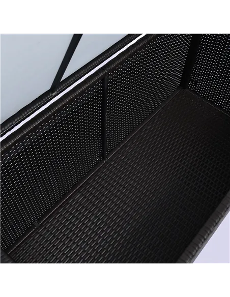 Outsunny 284 L Rattan Garden Storage Box, Outdoor Garden Storage Box with Gas Lift and Lockable Lid, Outdoor Wicker Rattan Chest