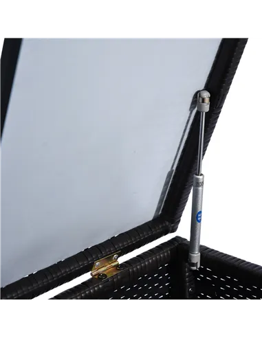 Outsunny 284 L Rattan Garden Storage Box, Outdoor Garden Storage Box with Gas Lift and Lockable Lid, Outdoor Wicker Rattan Chest