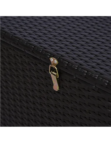 Outsunny 284 L Rattan Garden Storage Box, Outdoor Garden Storage Box with Gas Lift and Lockable Lid, Outdoor Wicker Rattan Chest