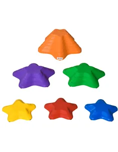 Outsunny 6-Piece Kids Balance Stepping Stones, Starfish Style Non-slip Obstacle Course, Stackable Balance Blocks Garden Toys Enc