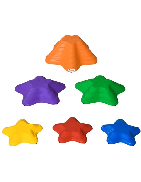 Outsunny 6-Piece Kids Balance Stepping Stones, Starfish Style Non-slip Obstacle Course, Stackable Balance Blocks Garden Toys Enc