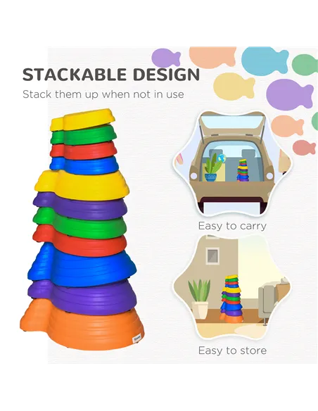 Outsunny 11 Piece Kids Balance Stepping Stones - Multicoloured