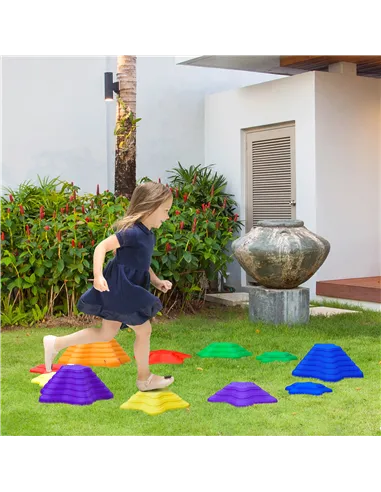 Outsunny 11-Piece Balance Stepping Stones for Kids Starfish Style Non-slip Obstacle Course Stackable Balance Blocks Garden Toys 