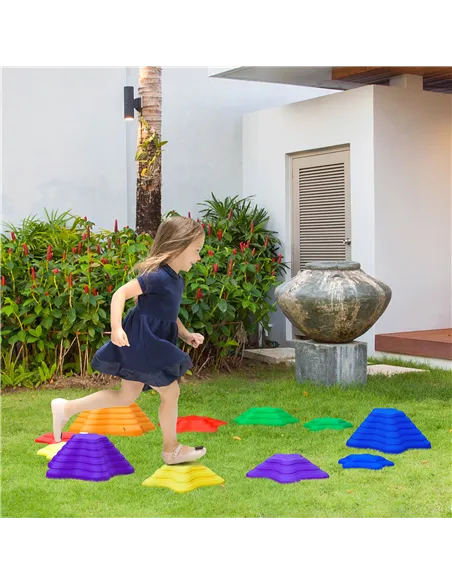 Outsunny 11-Piece Balance Stepping Stones for Kids Starfish Style Non-slip Obstacle Course Stackable Balance Blocks Garden Toys 
