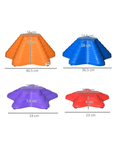 Outsunny 11-Piece Balance Stepping Stones for Kids Starfish Style Non-slip Obstacle Course Stackable Balance Blocks Garden Toys 