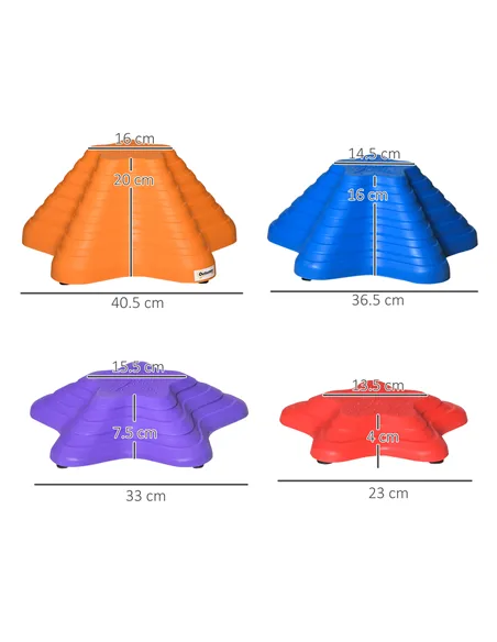 Outsunny 11-Piece Balance Stepping Stones for Kids Starfish Style Non-slip Obstacle Course Stackable Balance Blocks Garden Toys 