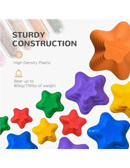 Outsunny 11-Piece Balance Stepping Stones for Kids Starfish Style Non-slip Obstacle Course Stackable Balance Blocks Garden Toys 