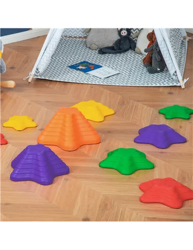 Outsunny 11-Piece Balance Stepping Stones for Kids Starfish Style Non-slip Obstacle Course Stackable Balance Blocks Garden Toys 