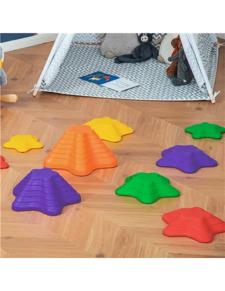 Outsunny 11-Piece Balance Stepping Stones for Kids Starfish Style Non-slip Obstacle Course Stackable Balance Blocks Garden Toys 
