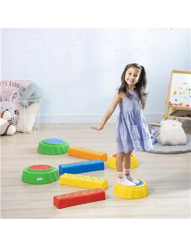 Outsunny Eight-Piece Kids Stepping Stones, with Non-Slip Surface & Bottom, for Toddlers - Multicoloured