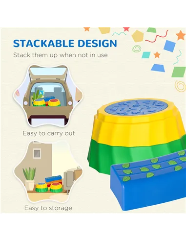 Outsunny Eight-Piece Kids Stepping Stones, with Non-Slip Surface & Bottom, for Toddlers - Multicoloured