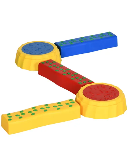 Outsunny Five-Piece Kids Stepping Stones and Balance Bridge w/ Non-Slip Surface & Bottom. for Toddlers - Multicoloured