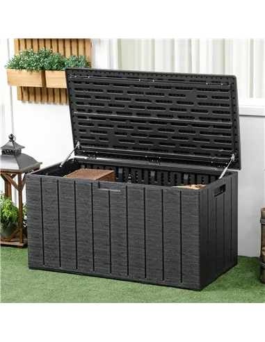 Outsunny 336 Litre Garden Storage Box, Water-resistant Heavy Duty Double Wall Plastic Container, Extra Large Outdoor Garden Furn