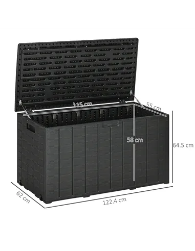 Outsunny 336 Litre Garden Storage Box, Water-resistant Heavy Duty Double Wall Plastic Container, Extra Large Outdoor Garden Furn