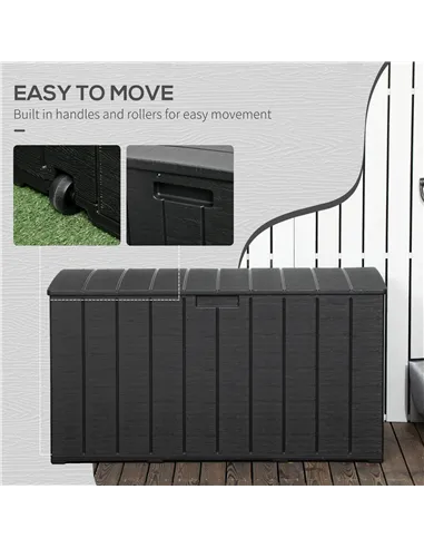 Outsunny 336 Litre Garden Storage Box, Water-resistant Heavy Duty Double Wall Plastic Container, Extra Large Outdoor Garden Furn