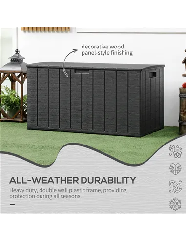 Outsunny 336 Litre Garden Storage Box, Water-resistant Heavy Duty Double Wall Plastic Container, Extra Large Outdoor Garden Furn