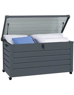 Outsunny 311L Galvanised Steel Garden Storage Box, with Lock - Dark Grey