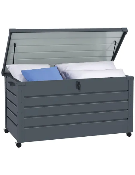 Outsunny 311L Galvanised Steel Garden Storage Box, with Lock - Dark Grey
