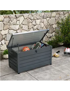 Outsunny 311L Galvanised Steel Garden Storage Box, with Lock - Dark Grey 2