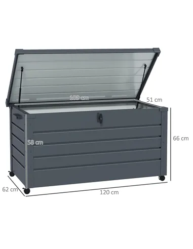 Outsunny 311L Galvanised Steel Garden Storage Box, with Lock - Dark Grey