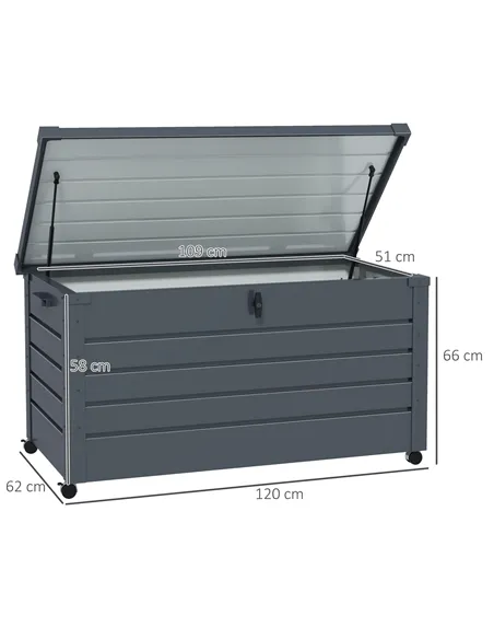 Outsunny 311L Galvanised Steel Garden Storage Box, with Lock - Dark Grey