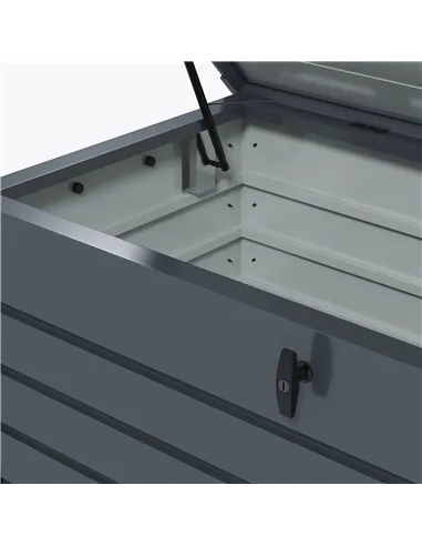 Outsunny 311L Galvanised Steel Garden Storage Box, with Lock - Dark Grey