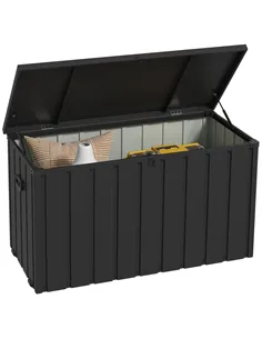 Outsunny 450L Galvanised Steel Garden Storage Box, with Wheels - Dark Grey