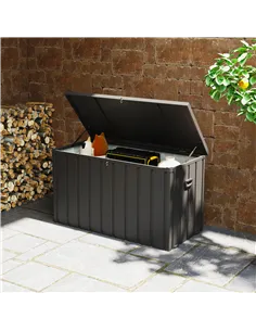 Outsunny 450L Galvanised Steel Garden Storage Box, with Wheels - Dark Grey 2