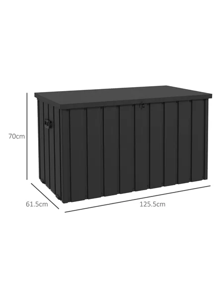 Outsunny 450L Galvanised Steel Garden Storage Box, with Wheels - Dark Grey