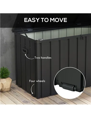 Outsunny 450L Galvanised Steel Garden Storage Box, with Wheels - Dark Grey