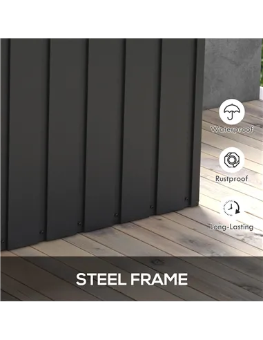 Outsunny 450L Galvanised Steel Garden Storage Box, with Wheels - Dark Grey