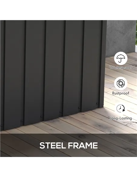 Outsunny 450L Galvanised Steel Garden Storage Box, with Wheels - Dark Grey