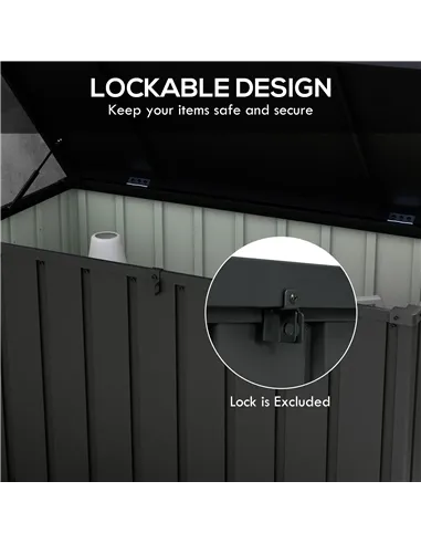 Outsunny 450L Galvanised Steel Garden Storage Box, with Wheels - Dark Grey